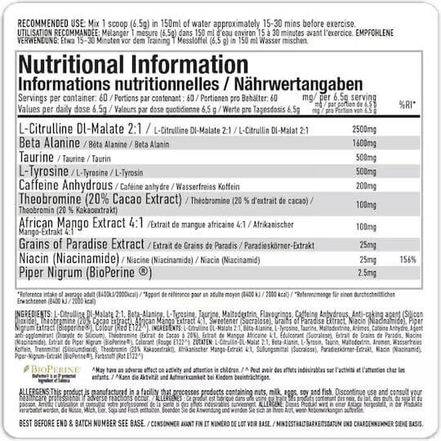 Per4m Energy Supplement Pre Workout 390gr Fizzy Bubblegum Bottles