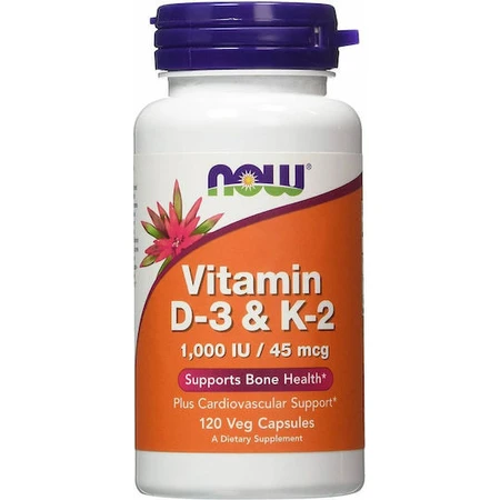 Now Foods Vitamine D-3 & K-2 voor versterking van immuunsysteem en eiergezondheid 1000iu 120 vegetatie 120 capsules
