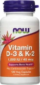 Now Foods Vitamin D-3 & K-2 Vitamin for Immune System Strengthening & Egg Health 1000iu 120 veget 120 capsules