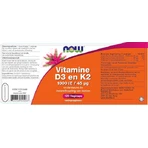 Now Foods Vitamine D-3 & K-2 voor versterking van immuunsysteem en eiergezondheid 1000iu 120 vegetatie 120 capsules