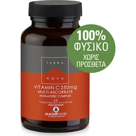 TerraNova Vitamin C Vitamin for Immune Support, Skin & Antioxidant Action 250mg 50 veget capsules