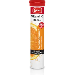 Lanes Vitamina C Eff Vitamina para fortalecer el sistema inmunológico, la piel y la acción antioxidante 1000mg Naranja 20 comprimidos eff Eff