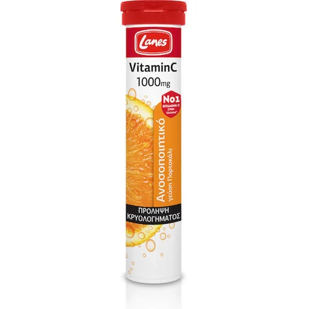 Lanes Vitamina C Eff Vitamina para fortalecer el sistema inmunológico, la piel y la acción antioxidante 1000mg Naranja 20 comprimidos eff Eff