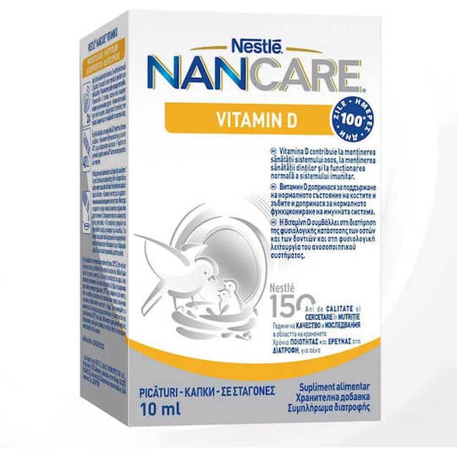 Nestlé NanCare Vitamine D pour le renforcement du système immunitaire et la santé des oeufs 10ml