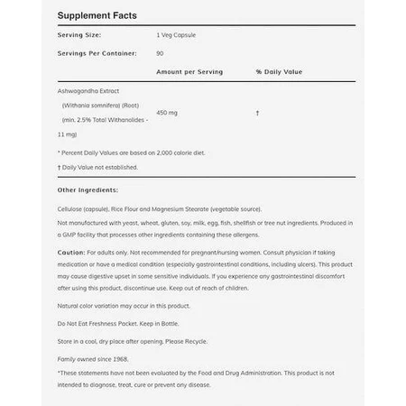 Now Foods Extracto estandarizado de Ashwagandha Ashwagandha 90 cápsulas vegetales
