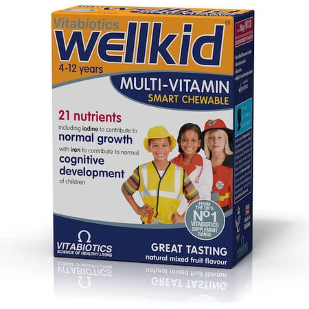 Vitabiotics WellKid WellKid Smart Chewable with Omega-3 Multivitamin for Energy Fruit 30 chewable tablets
