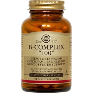 Solgar B-Komplex "100" Vitamin für Energie, Immun- und Nervensystem Stärkung 50 pflanzliche Kapseln