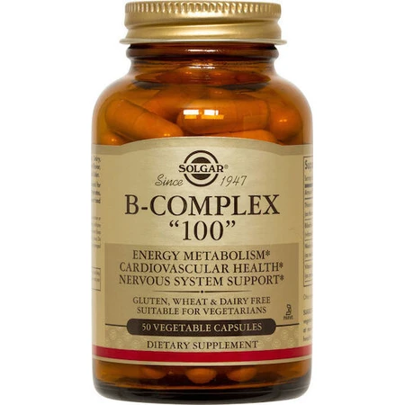 Solgar B-Komplex "100" Vitamin für Energie, Immun- und Nervensystem Stärkung 50 pflanzliche Kapseln