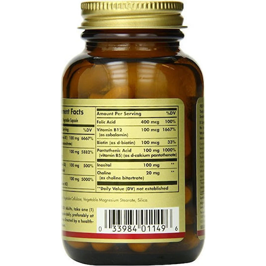 Solgar B-Komplex "100" Vitamin für Energie, Immun- und Nervensystem Stärkung 50 pflanzliche Kapseln