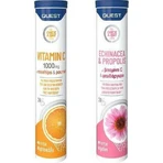 Quest Vitamin C & Echinacea & Propolis Vitamin C & Echinacea & Propolis 20 Brausetabletten für das Immunsystem, die Haut und die antioxidative Wirkung 1000mg Multi Flavours