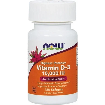 Now Foods Vitamina D-3 Vitamin for Immune Support & Egg Health 10000iu 120 softgels