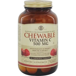Solgar Kauwbare Vitamine C voor Immuunsysteem, Huid & Antioxidantwerking 500mg 90 kauwtabletten