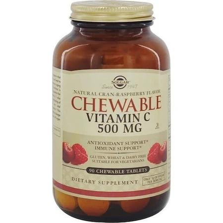 Solgar Kauwbare Vitamine C voor Immuunsysteem, Huid & Antioxidantwerking 500mg 90 kauwtabletten