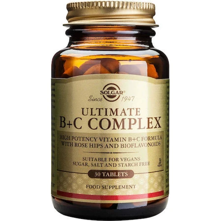 Solgar Ultimate B+C Multivitamin Complex for Energy & Immune System Support 30 Tablets