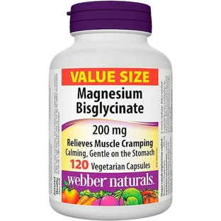 Webber Naturals Magnesium Glycinaat 200mg 120 Capsules Kruiden