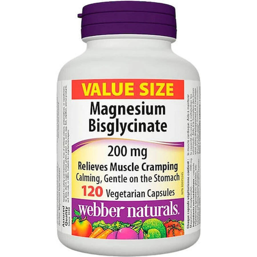 Webber Naturals Magnesium Glycinaat 200mg 120 Capsules Kruiden
