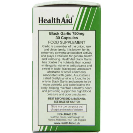 Gesundheit Hilfe Schwarzer Knoblauch 750mg 30 pflanzliche Kapseln