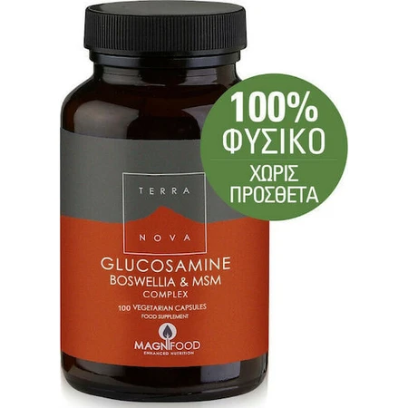 TerraNova Glucosamine Boswellia & MSM Complex Suplemento para la salud de las articulaciones y los huesos 100 cápsulas vegetales