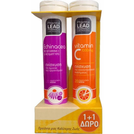 Pharmalead Echinacea Vitamin C Zink + Vitamin C 1000 Immunsystem Unterstützung Supplement 2 x 10 Brausetabletten