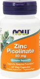 Now Foods Picolinato de Zinc 50mg 60 cápsulas de hierbas