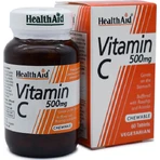 Health Aid Vitamin C Vitamin zur Unterstützung des Immunsystems, der Haut und der antioxidativen Wirkung 500mg Orange 60 x { chew_tabs | divided_by:temaxia }} Kautabletten