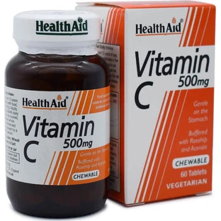 Health Aid Vitamine C voor ondersteuning van het immuunsysteem, de huid en antioxidanten 500mg Sinaasappel 60 x { chew_tabs | divided_by:temaxia }} kauwtabletten