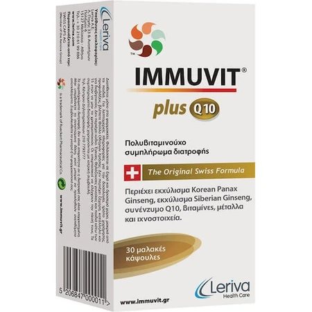 Leriva Pharma Immuvit Plus Q10 Multivitamine voor energie- en immuunsysteemboost 30 softgels
