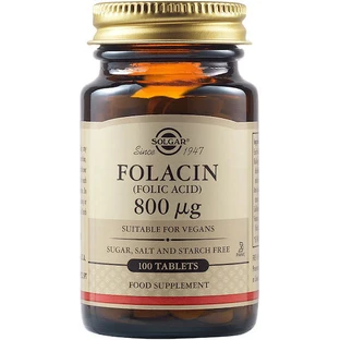 Solgar Folacin Vitamin for Nervous System Health 800mcg 100 Comprimés