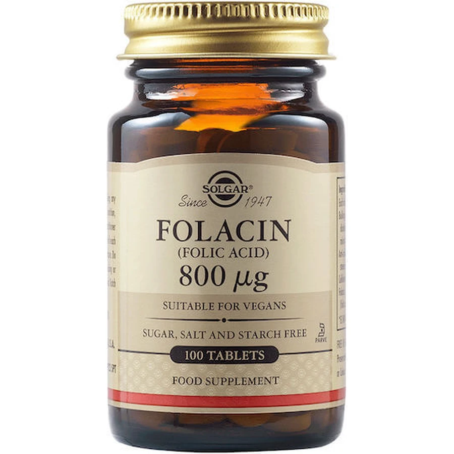 Solgar Folacin Vitamin for Nervous System Health 800mcg 100 Comprimés