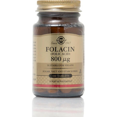 Solgar Folacin Vitamin for Nervous System Health 800mcg 100 Comprimés