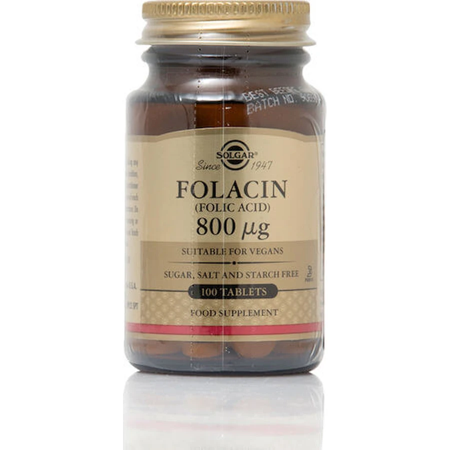 Solgar Folacin Vitamin for Nervous System Health 800mcg 100 Comprimés