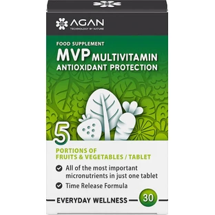 Agan MVP Multivitamin Antioxidant Protection Multivitamin for Energy & Antioxidant Action 30 Comprimés