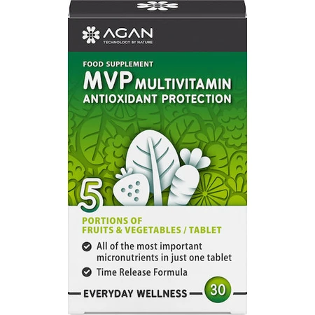 Agan MVP Multivitamin Antioxidant Protection Multivitamin for Energy & Antioxidant Action 30 Comprimés