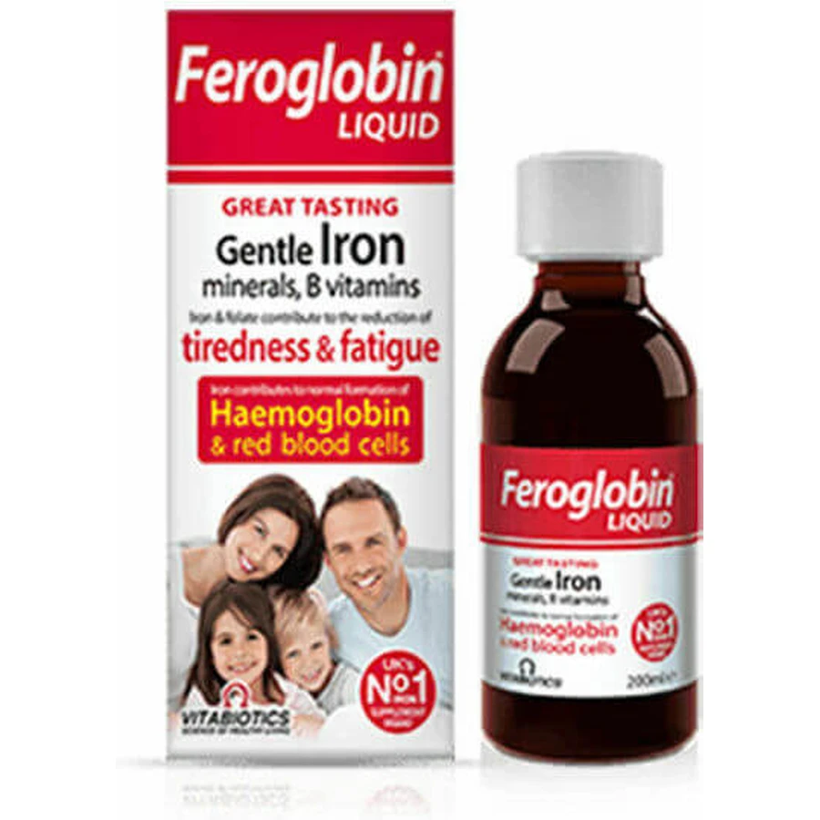 Vitabiotics Feroglobin Hierro Líquido con Vitaminas B y Zinc 200ml Miel Naranja Naranja