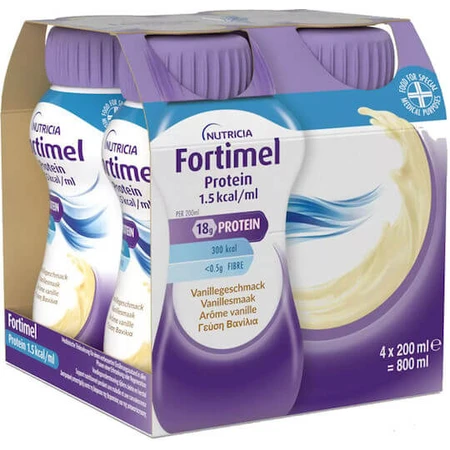 Nutricia Fortimel Eiwit 1.5kcal Supplement voor Gewichtsverlies 4 x 50ml Vanille