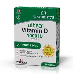 Vitabiotics Ultra D-3 Vitamine voor immuunsysteem en ei-gezondheid 1000iu 96 tabletten
