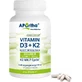 Aportha Vitamin D3 + K2 Vitamin zur Stärkung des Immunsystems und der Eiergesundheit 5000iu 120 Kapseln