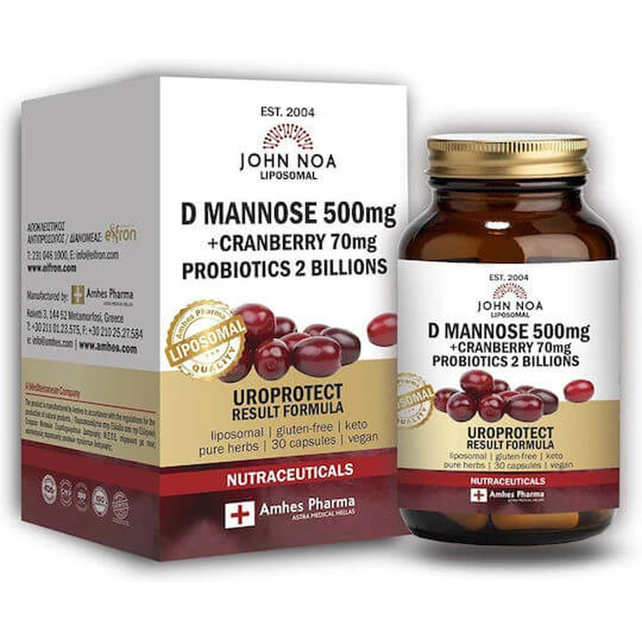 John Noa D-Mannose 500mg+Cranberry 70mg+Probiotica 2Billions Voedingssupplement Speciaal 30 caps