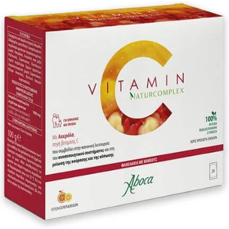 Aboca Vitamin C Naturcomplex Vitamin C Naturcomplex Vitamin for Immune System, Skin & Antioxidant Action Citrus Fruits, 20 sachets