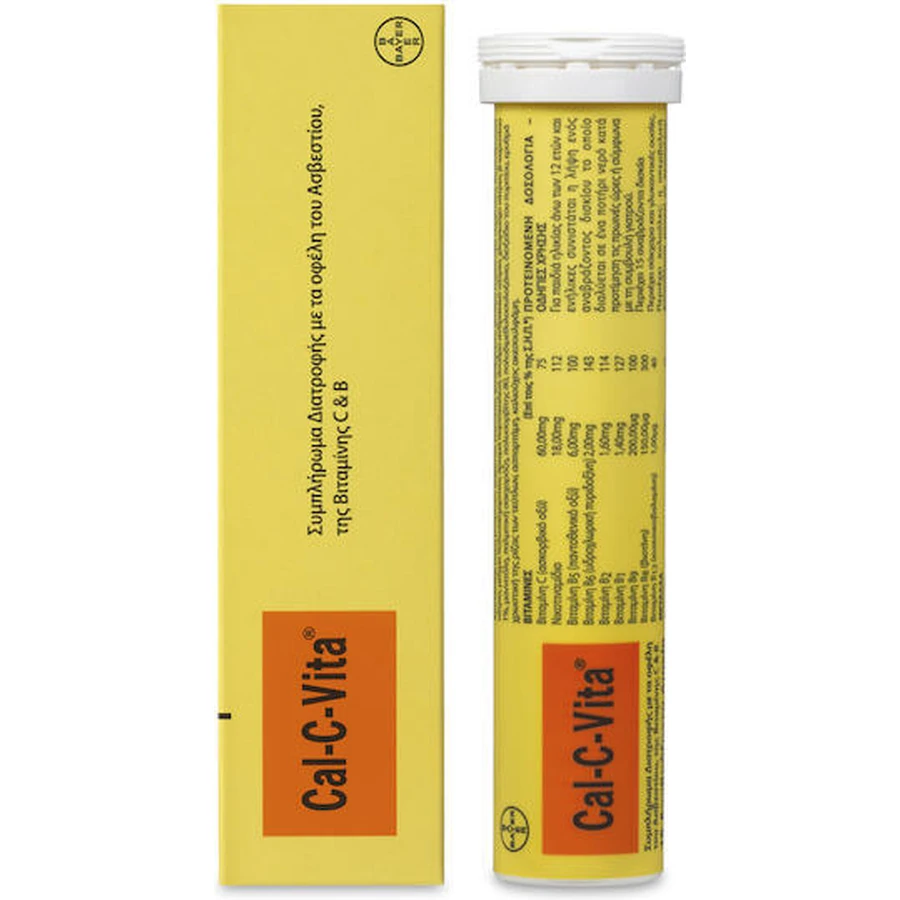 Bayer Cal-C-Vita Multivitamine met calcium en vitamine C en B voor energie en versterking van het immuunsysteem 15 tabs eff