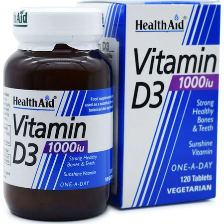 Health Aid Vitamin D3 Vitamin for Immune Support & Egg Health 1000iu 120 Tablets