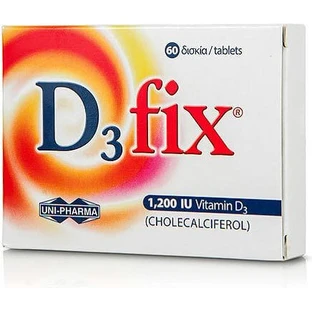 UNI-PHARMA D3 Fix Vitamin for Immune System Strengthening & Egg Health 1200iu 60 Comprimés