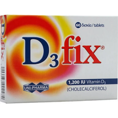 UNI-PHARMA D3 Fix Vitamin for Immune System Strengthening & Egg Health 1200iu 60 Comprimés