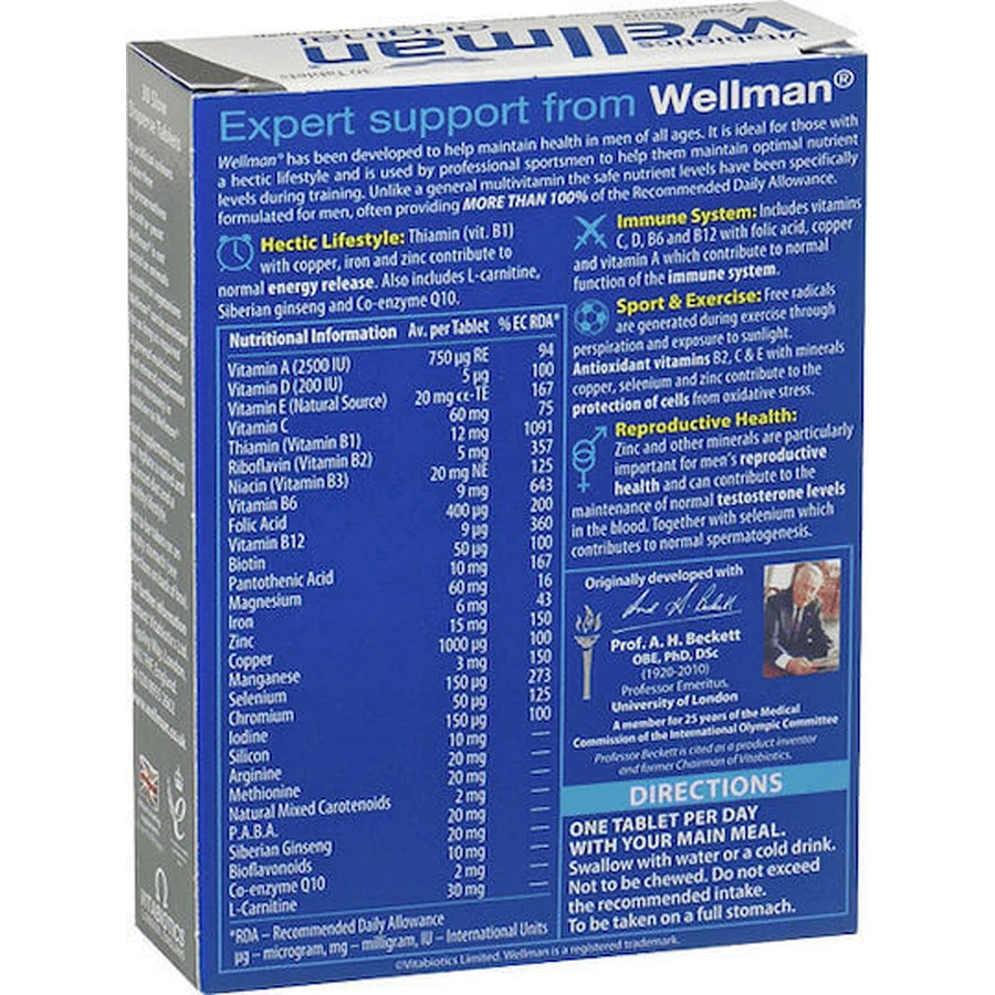Vitabiotics Wellman Original 29 Nutrients David Gandy Special Dietary Supplement 30 tabs