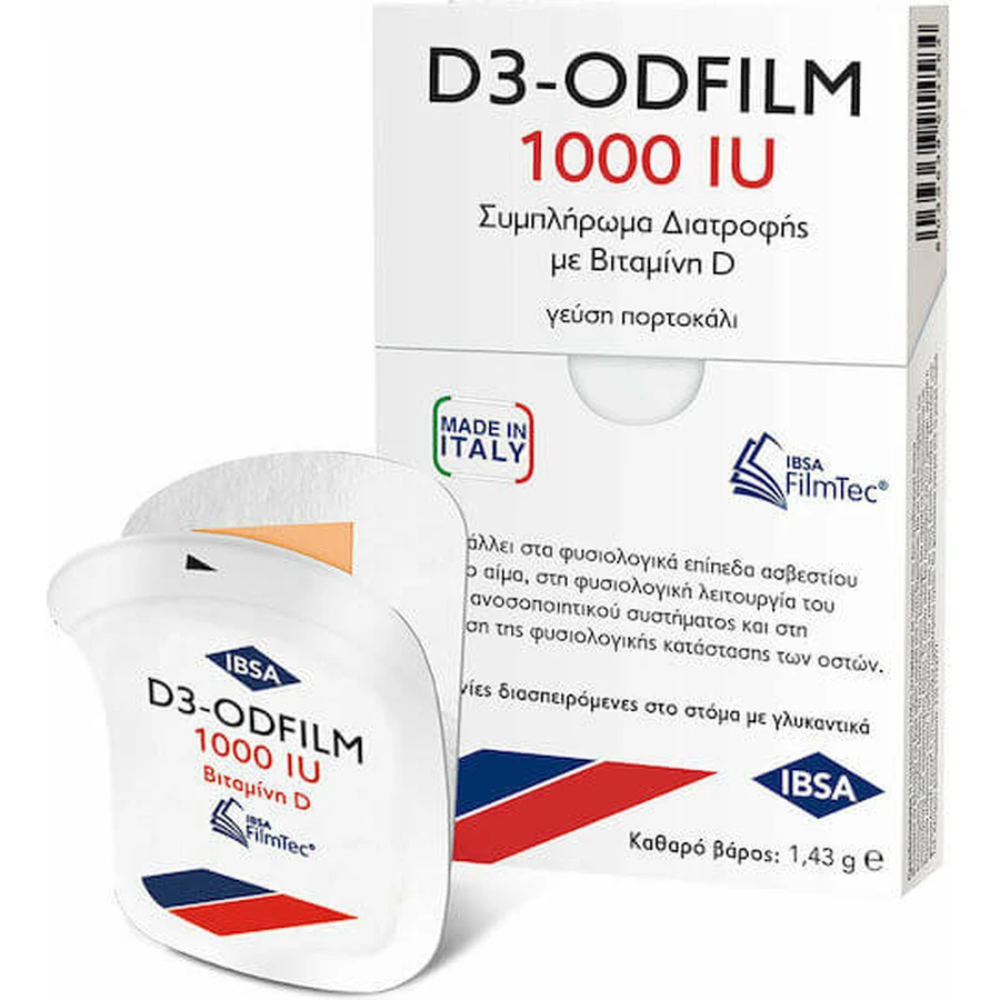 Ibsa D3-Odfilm Vitamin zur Stärkung des Immunsystems und der Eiergesundheit 1000iu Orange 30buc