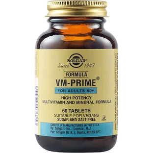 Solgar Formula Vm-Prime Multivitamin for Energy, Immune System Strengthening & Hair Suitable for Adults 50+ 60 Tablets