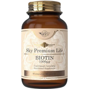 Sky Premium Life Biotin Vitamin for Hair, Skin & Nails 1000mg 60 caps