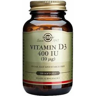 Solgar Vitamina D3 (Colecalciferol) Vitamina para el fortalecimiento del sistema inmunológico y la salud de los huevos 400iu 100 softgels