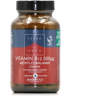 TerraNova Vitamin B12 Methylcobalamin-Komplex Vitamin für die Gesundheit des Nervensystems 500mcg 100 pflanzliche Kapseln