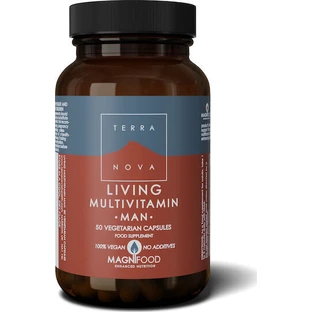 TerraNova Living Multivitamine Man Multivitamine voor energie, versterking immuunsysteem & haar 50 plantaardige capsules